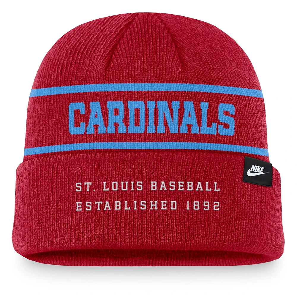 Bonnet en tricot à revers Nike Red St. Louis Cardinals Cooperstown Collection Rewind Terra pour homme