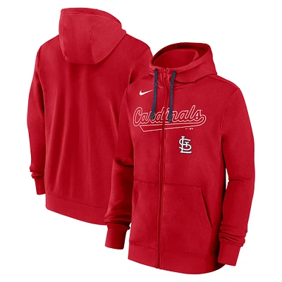 Men's Nike Red St. Louis Cardinals Knockout Script Full-Zip Hoodie
