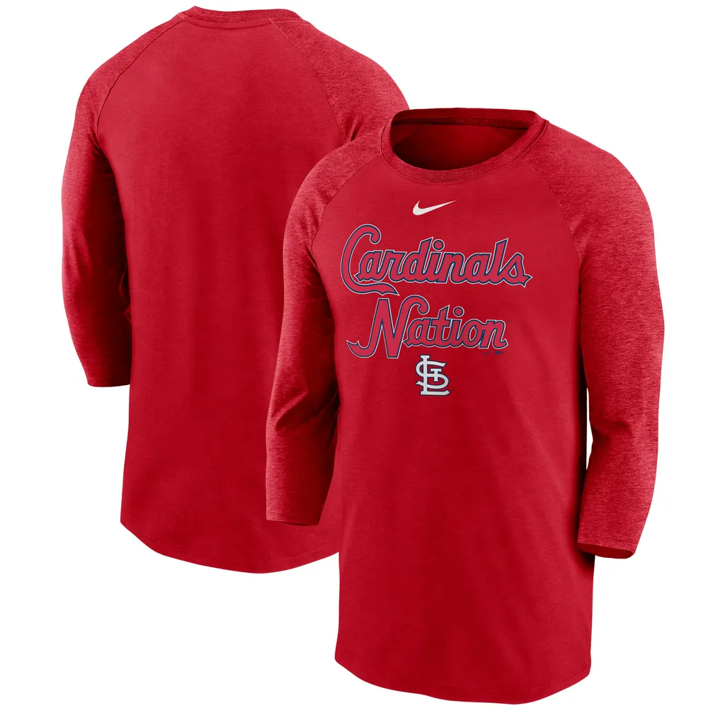 Lids St. Louis Cardinals Nike Local Phrase Tri-Blend 3/4-Sleeve Raglan T- Shirt - Red