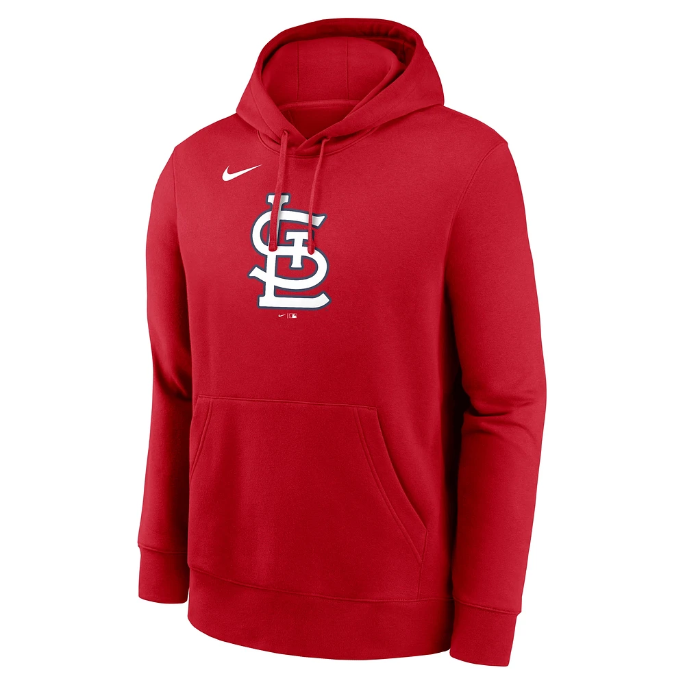 Men's Nike Red St. Louis Cardinals Logo Club Fleece Pullover Hoodie