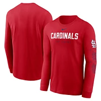 T-shirt Nike rouge à manches longues pour hommes des Cardinals de St. Louis Repeater