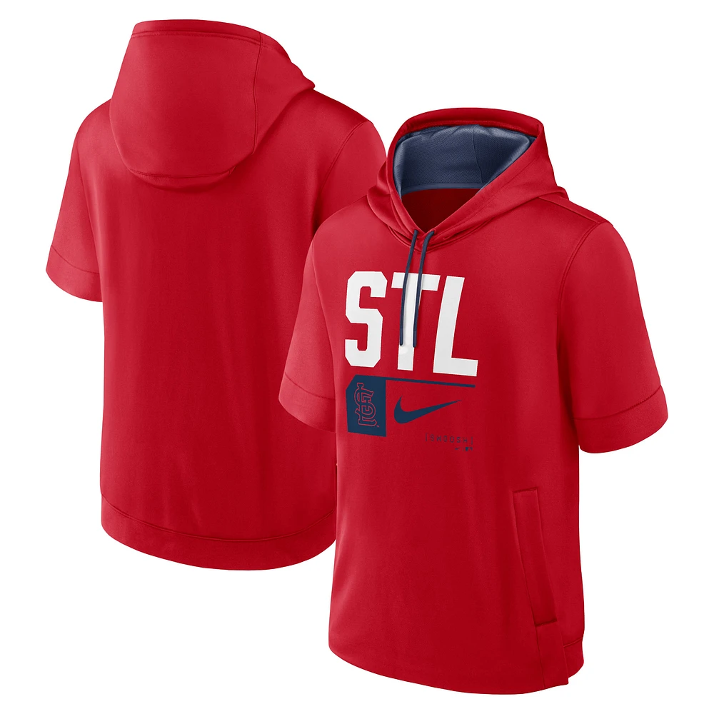 Sweat à capuche manches courtes Nike Red St. Louis Cardinals Tri Code Lockup pour homme