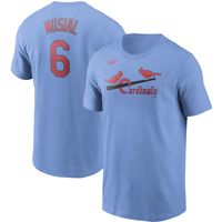 Men's Nike Stan Musial Light Blue St. Louis Cardinals Cooperstown  Collection Name & Number T-Shirt