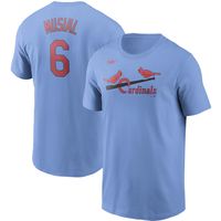 Men's Nike Stan Musial St. Louis Cardinals Cooperstown Collection Name &  Number Light Blue T-Shirt