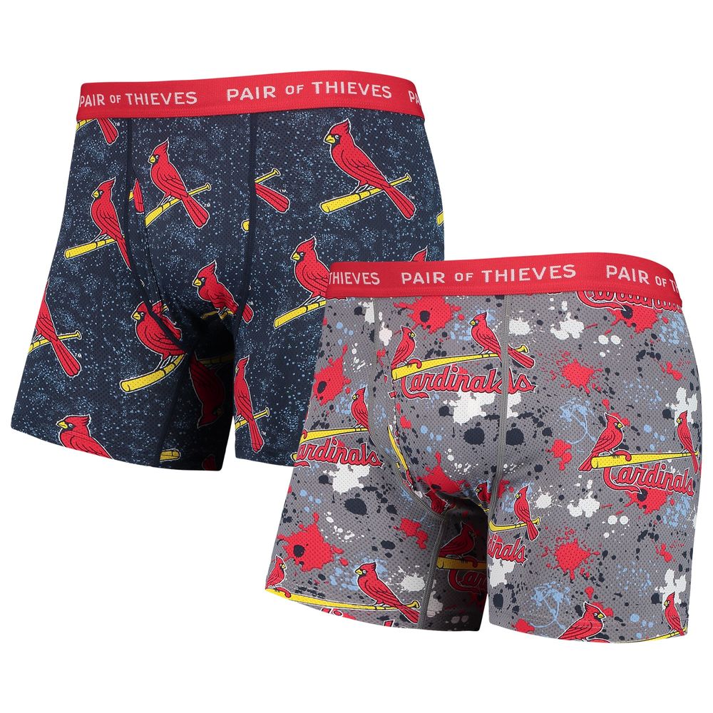 Men's Pair of Thieves Gray/Navy St. Louis Cardinals Super Fit 2-Pack Boxer Briefs Set