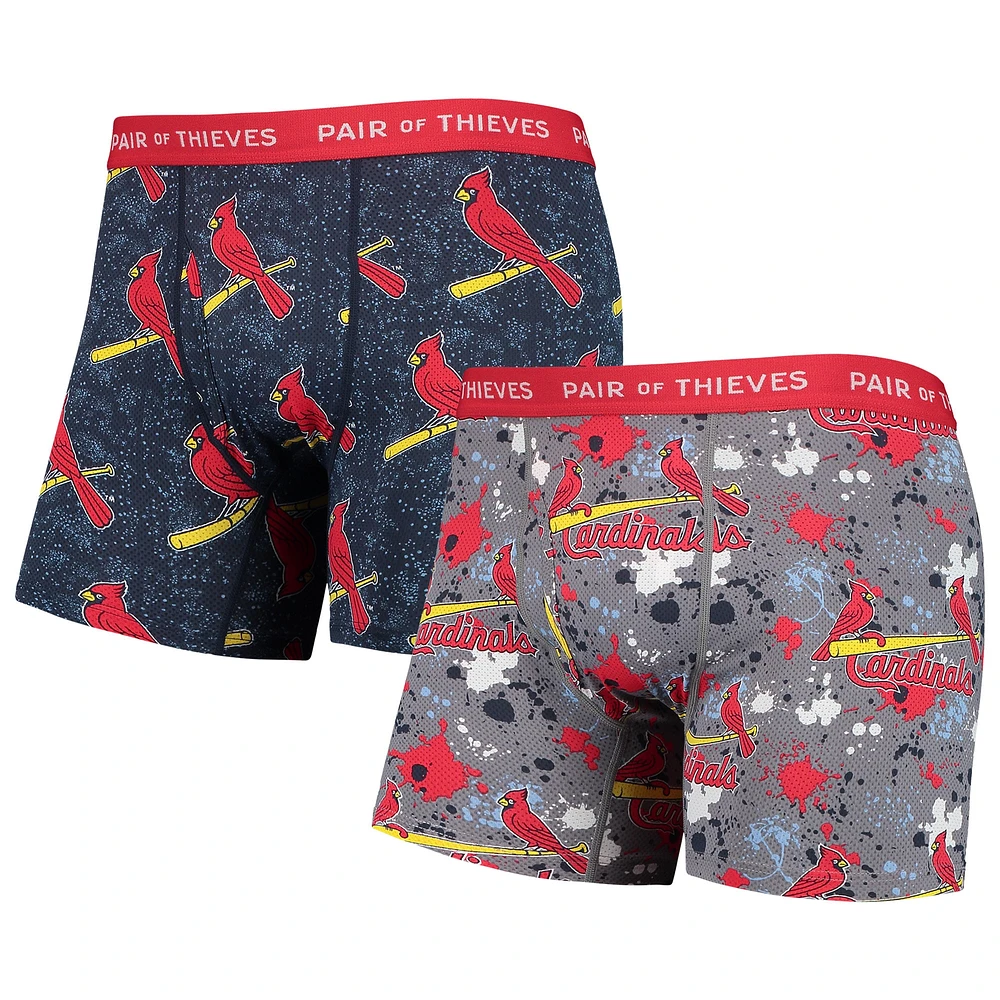 Lot de 2 boxers super ajustés Paire voleurs gris/bleu marine St. Louis Cardinals pour homme