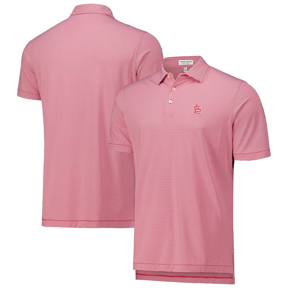 Polo rouge en jersey extensible à rayures Jubilee des Cardinals de St. Louis Peter Millar pour hommes