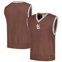 Pull sans manches à encolure en V pour homme St. Louis Cardinals marron