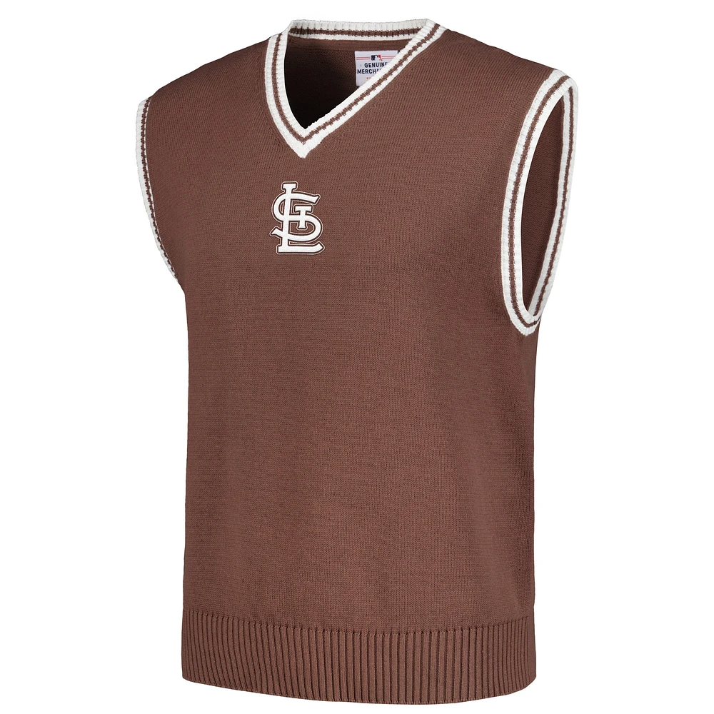 Pull sans manches à encolure en V pour homme St. Louis Cardinals marron