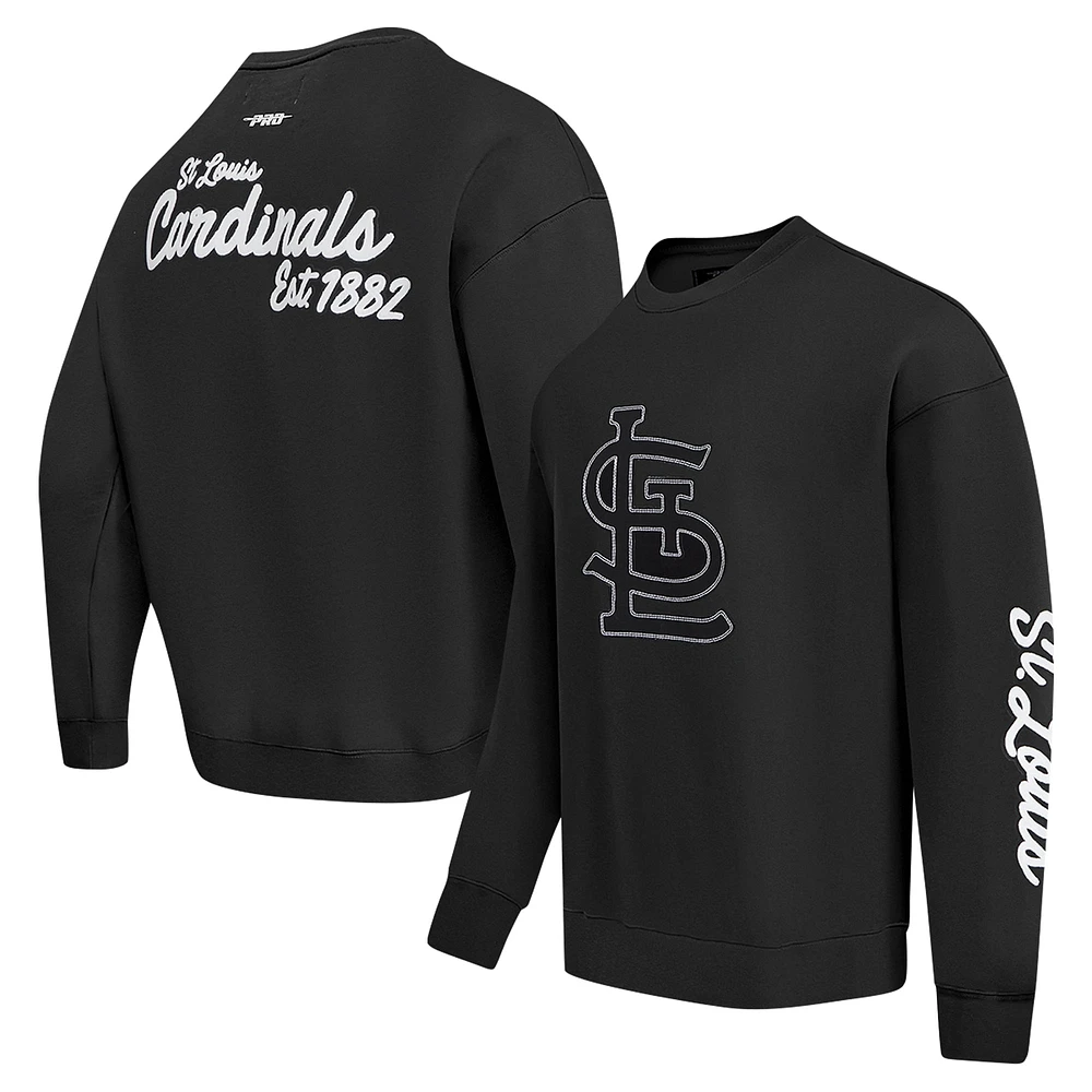 Men's Pro Standard Black St. Louis Cardinals Paint The City Dropped Shoulder Pullover Sweatshirt