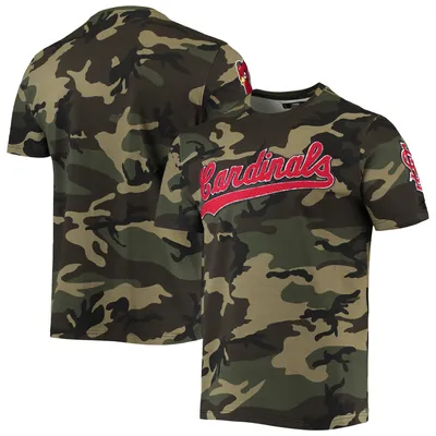 Men Army Camo Football T-Shirt in Red | Medium