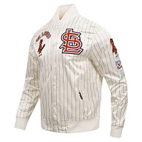 Men's Pro Standard Cream St. Louis Cardinals Cooperstown Collection Pinstripe Retro Classic Satin Full-Snap Jacket