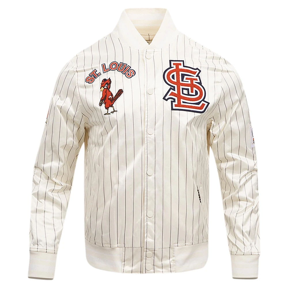 Men's Pro Standard Cream St. Louis Cardinals Cooperstown Collection Pinstripe Retro Classic Satin Full-Snap Jacket