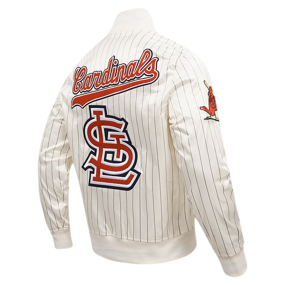 Men's Pro Standard Cream St. Louis Cardinals Cooperstown Collection Pinstripe Retro Classic Satin Full-Snap Jacket