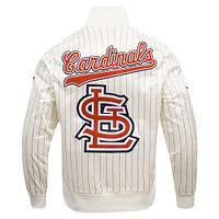 Men's Pro Standard Cream St. Louis Cardinals Cooperstown Collection Pinstripe Retro Classic Satin Full-Snap Jacket