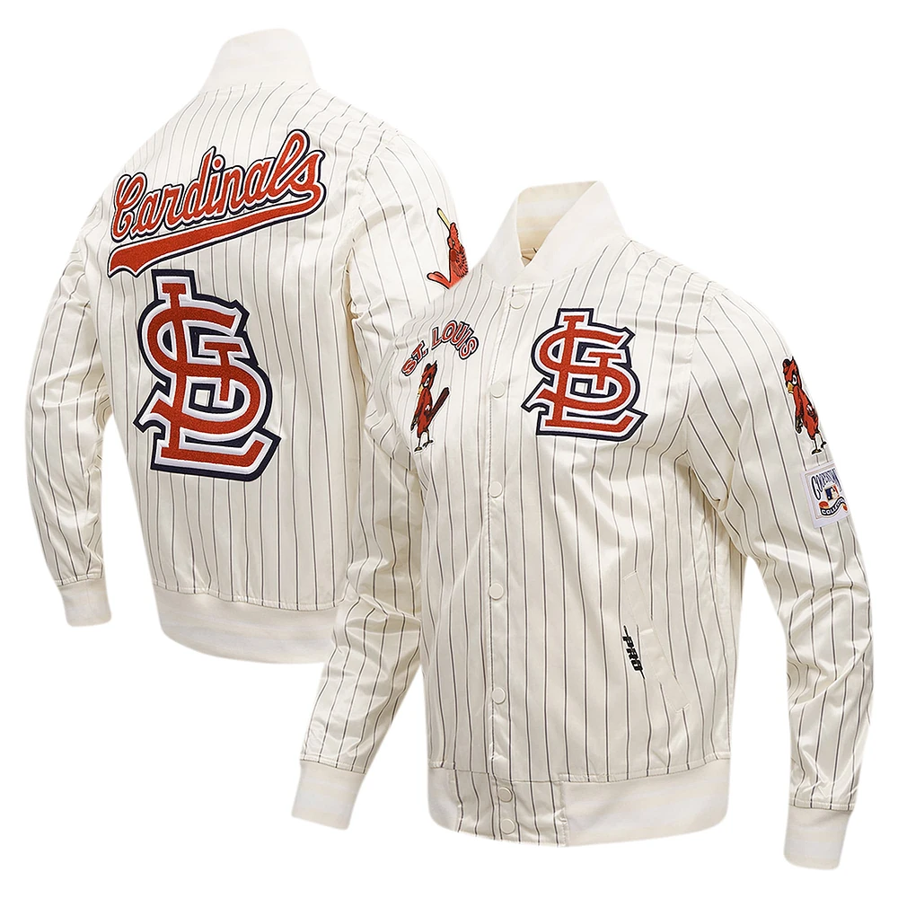 Men's Pro Standard Cream St. Louis Cardinals Cooperstown Collection Pinstripe Retro Classic Satin Full-Snap Jacket