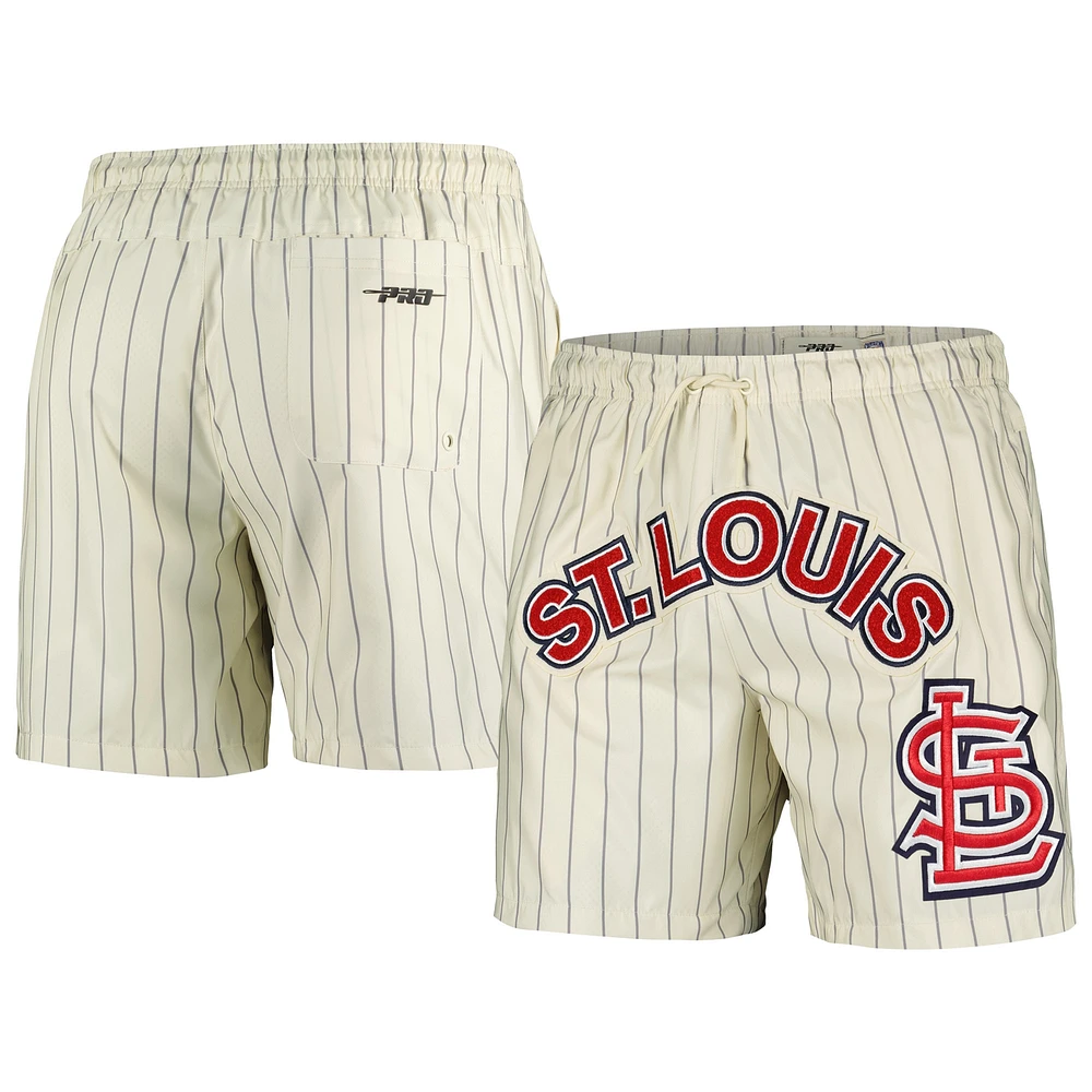 Men's Pro Standard Cream St. Louis Cardinals Pinstripe Retro Classic Woven Shorts