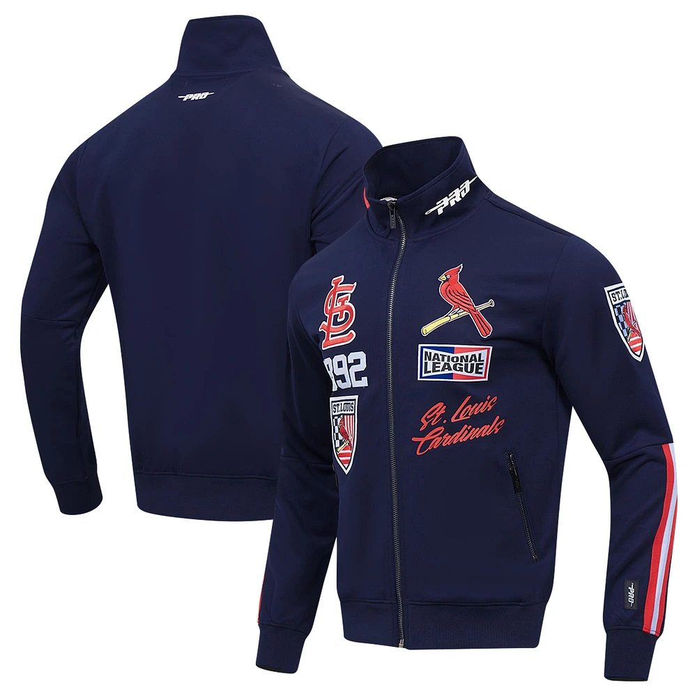 Men's Pro Standard Navy St. Louis Cardinals Fast Lane Full-Zip Track Jacket