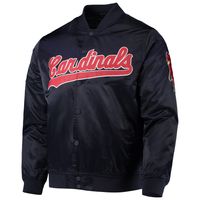 Men's Pro Standard Navy St. Louis Cardinals Wordmark Satin Full-Snap Jacket