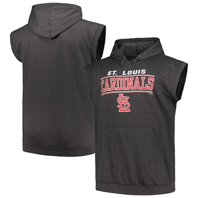 Sweat à capuche sans manches pour hommes Profile Heather Charcoal St. Louis Cardinals Big & Tall Muscle