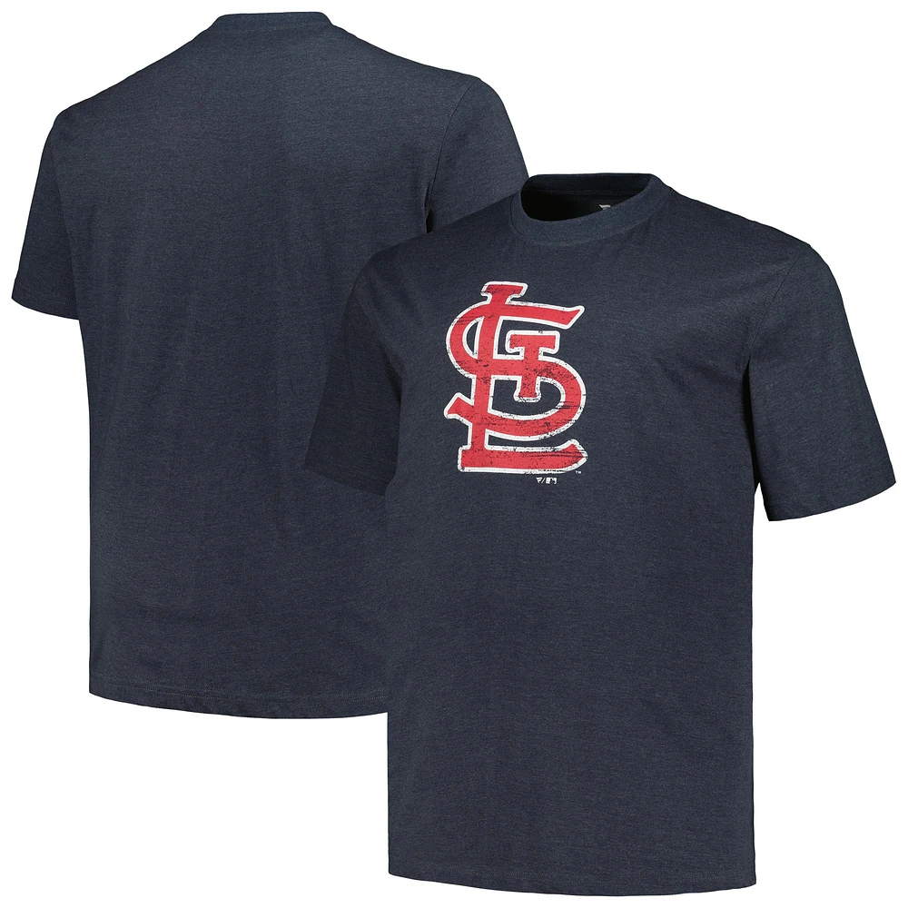 Men's Profile Heather Navy St. Louis Cardinals Big & Tall Weathered Logo T-Shirt