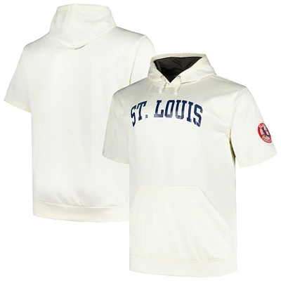 Sweat à capuche manches courtes contrastées Profile Oatmeal St. Louis Cardinals pour homme