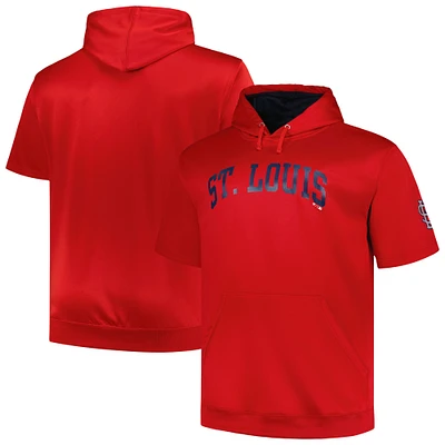 Men's Profile Red St. Louis Cardinals Big & Tall Contrast Short Sleeve Pullover Hoodie