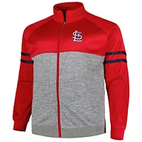 Veste de survêtement raglan Big & Tall rouge/gris chiné St. Louis Cardinals pour homme