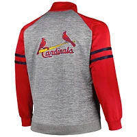 Veste de survêtement raglan Big & Tall rouge/gris chiné St. Louis Cardinals pour homme