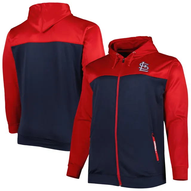 Profile Men's Heather Gray/Red St. Louis Cardinals Big & Tall Raglan Hoodie Full-Zip Sweatshirt