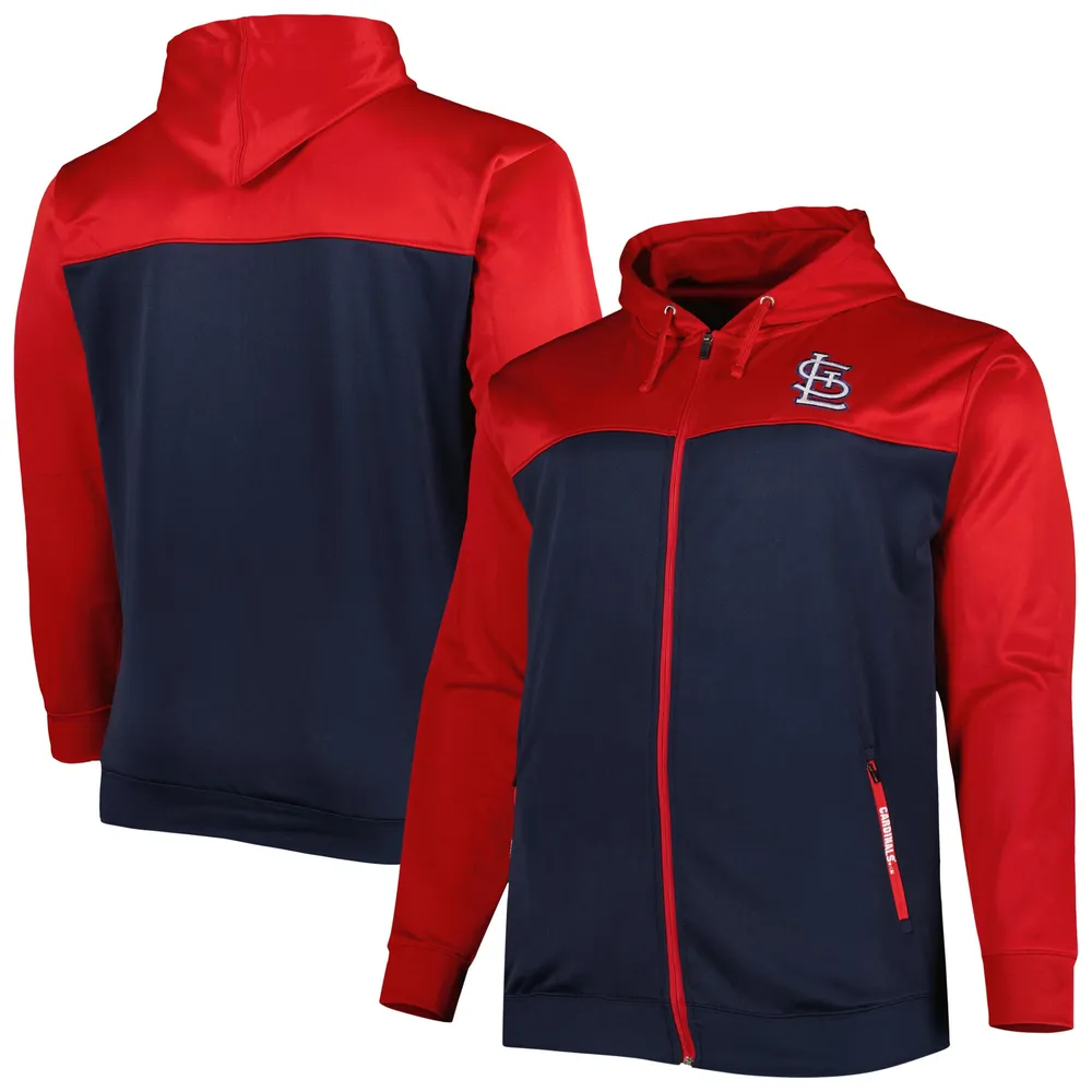 Sweat à capuche et zip intégral St. Louis Cardinals Big & Tall Yoke rouge/bleu marine pour homme