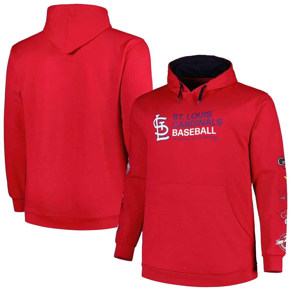 Chandail à capuchon en molleton rouge St. Louis Cardinals Big & Tall pour homme