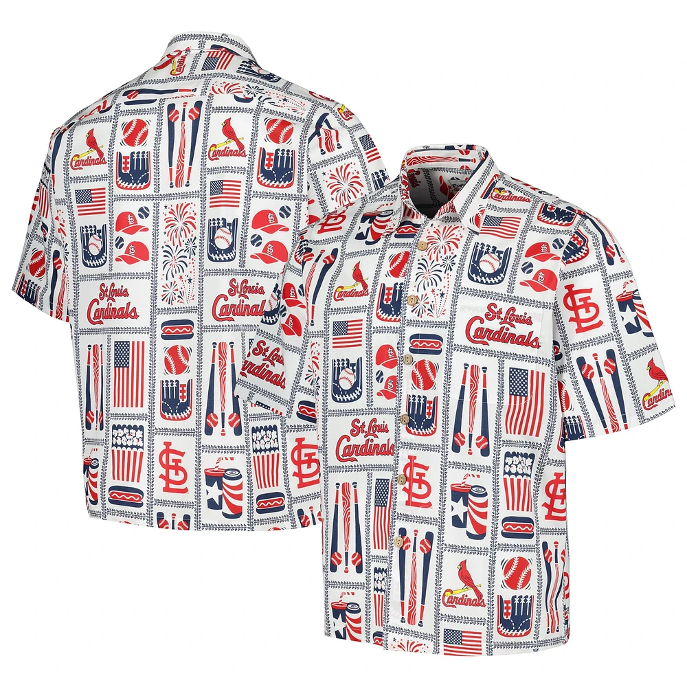 Chemise boutonnée Americana des Cardinals de Saint-Louis pour homme Reyn Spooner blanche