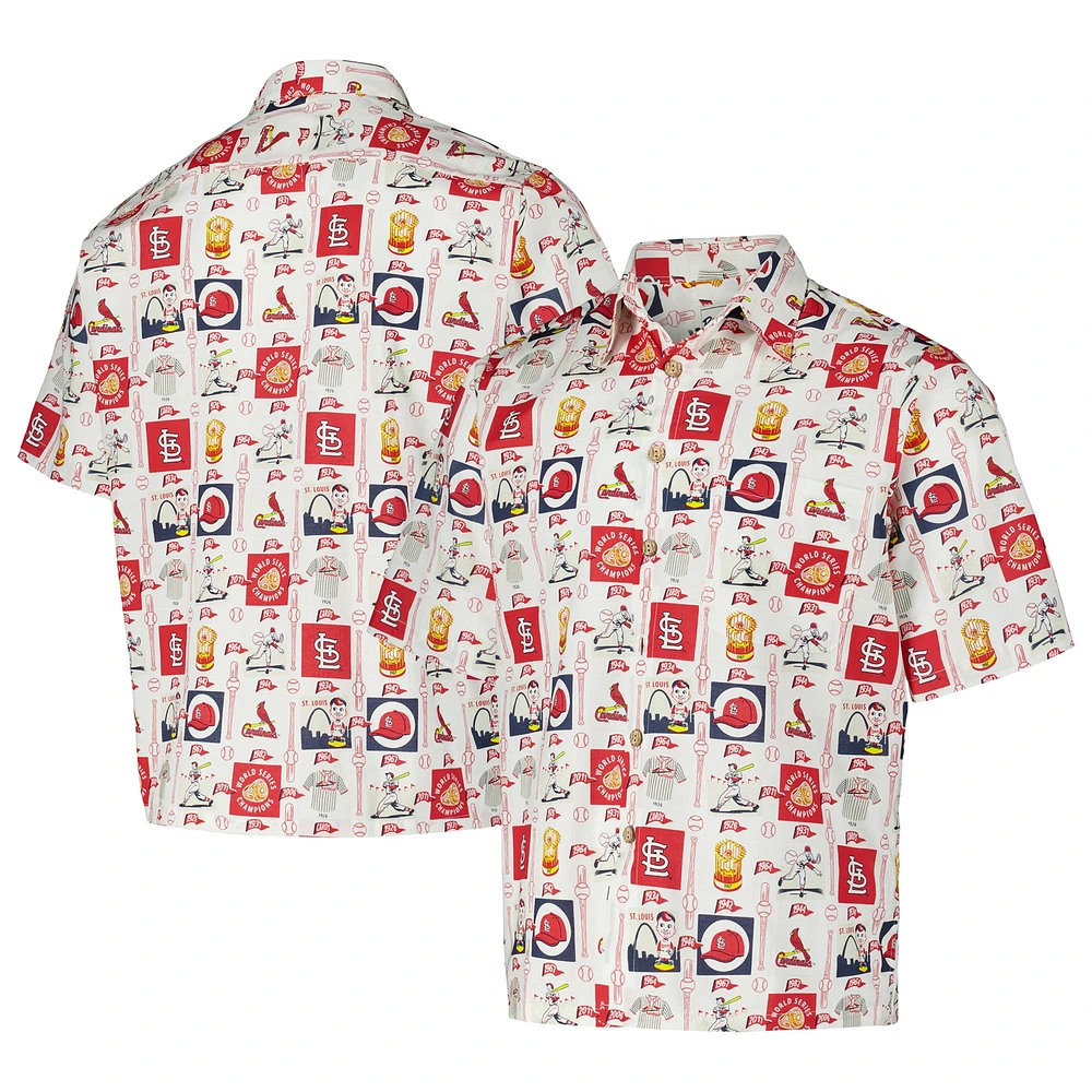 Chemise boutonnée Reyn Spooner pour hommes, blanche, St. Louis Cardinals Champions Scenic Button-Up