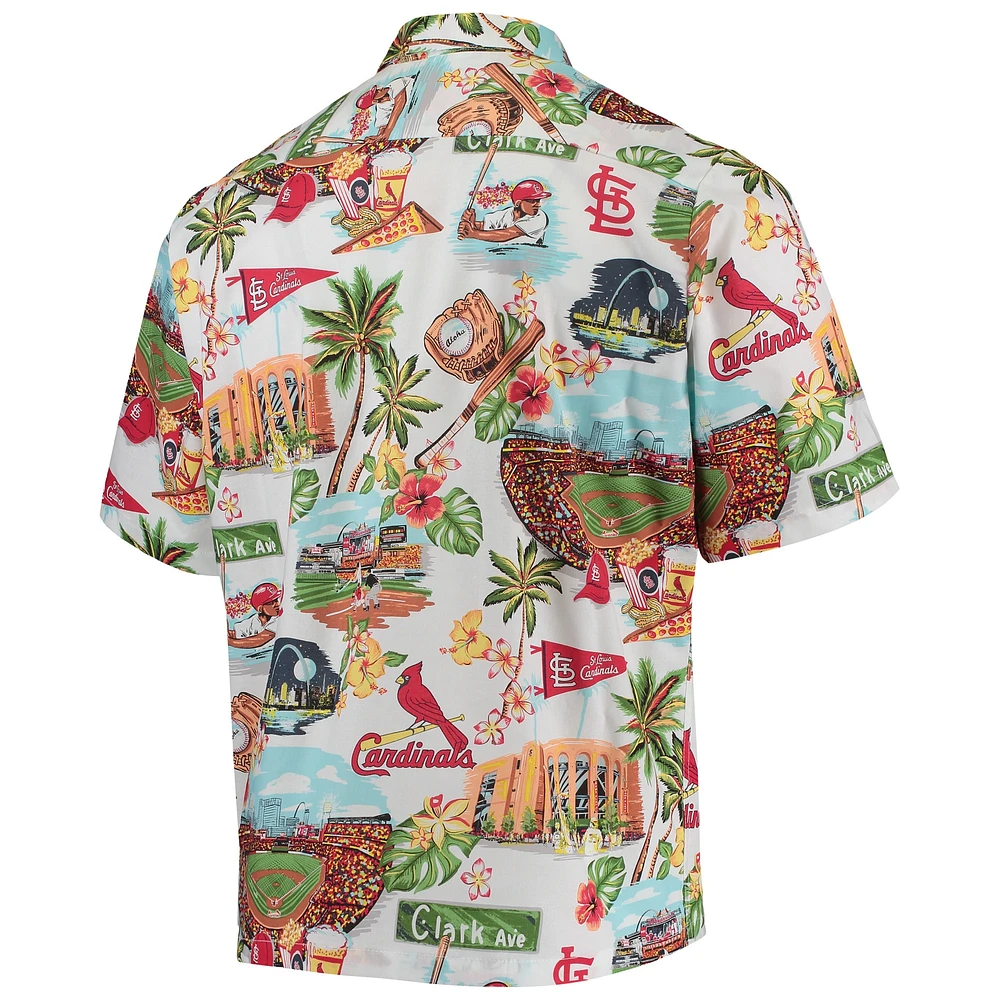 Men's Reyn Spooner White St. Louis Cardinals Logo Scenic Button-Up Shirt