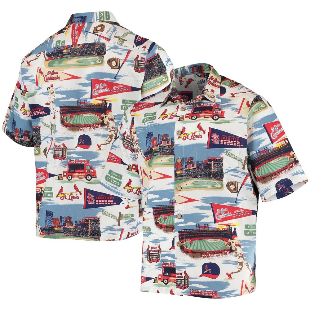 Men's Reyn Spooner White St. Louis Cardinals scenic Button-Up Shirt