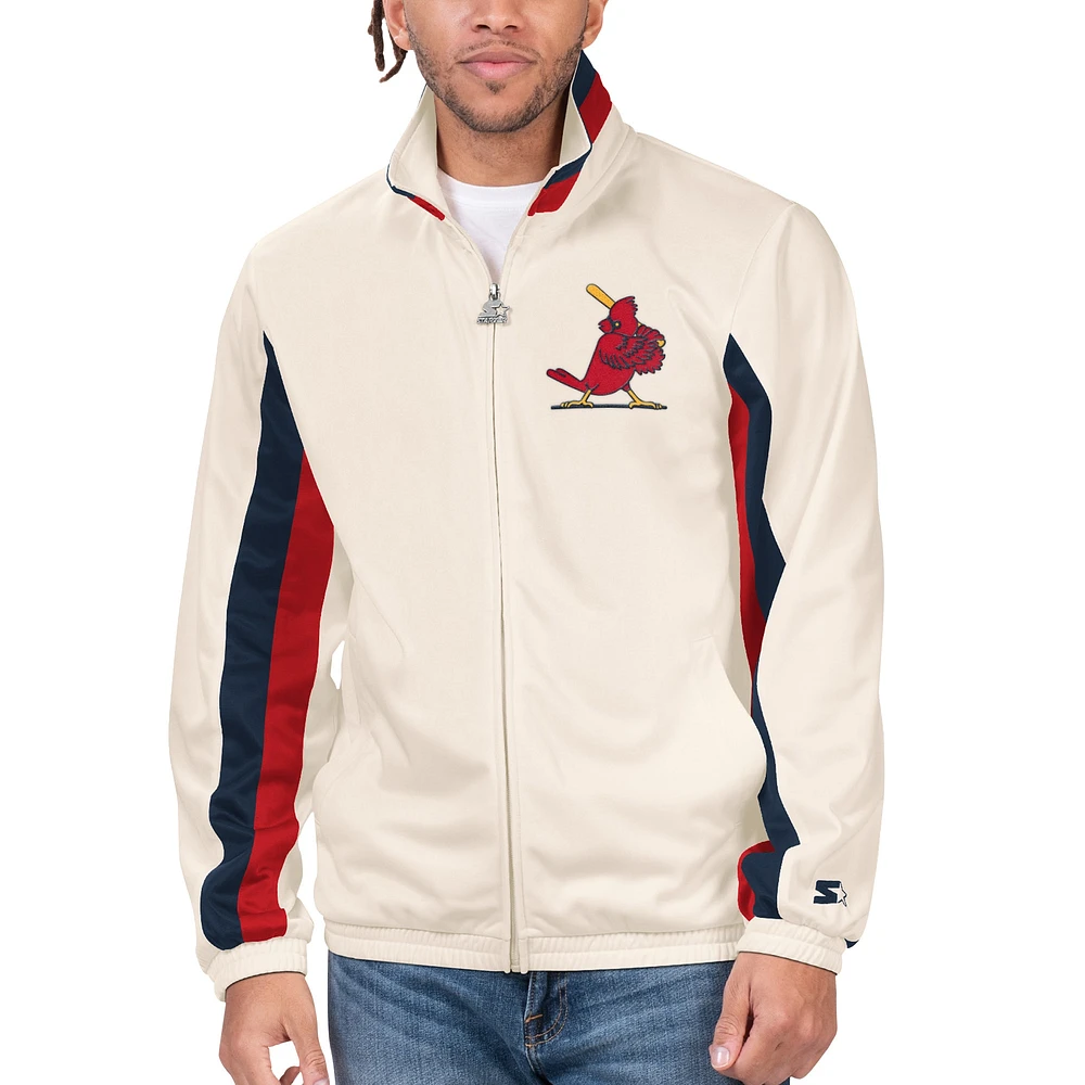 Veste de survêtement entièrement zippée Starter Cream St. Louis Cardinals Rebound Cooperstown Collection pour hommes