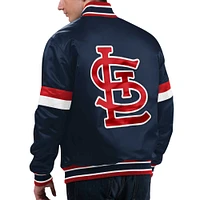 Veste universitaire à bouton-pression en satin pour hommes Starter Navy St. Louis Cardinals Home Game