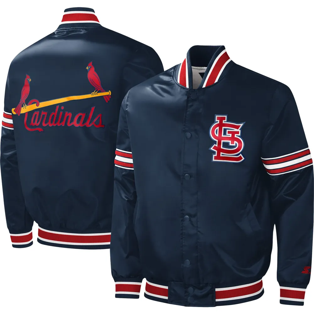 STARTER Men's Starter Navy St. Louis Cardinals Slider Satin Full-Snap Varsity  Jacket