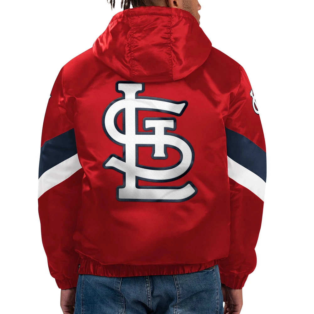 Men's Starter Red St. Louis Cardinals Force Play II Half-Zip Hooded Jacket