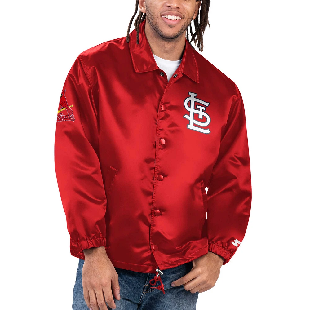 Veste à bouton-pression en satin Starter Red St. Louis Cardinals Option Route pour hommes