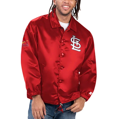 Veste à bouton-pression en satin Starter Red St. Louis Cardinals Option Route pour hommes