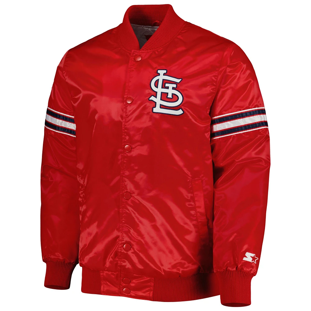 Men's Starter Red St. Louis Cardinals Pick & Roll Satin Varsity Full-Snap Jacket