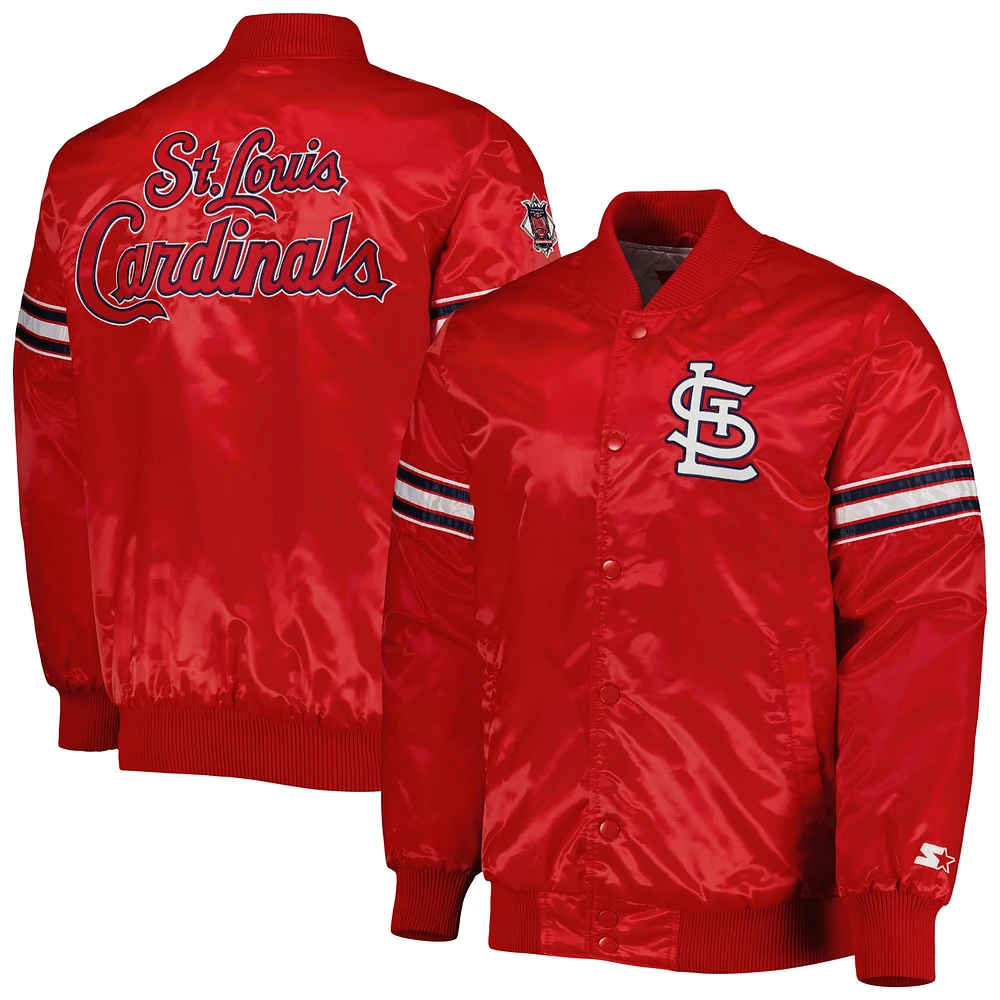 Men's Starter Red St. Louis Cardinals Pick & Roll Satin Varsity Full-Snap Jacket