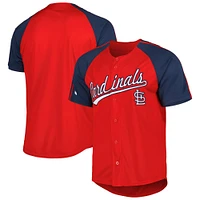 Men's Stitches Red St. Louis Cardinals Button-Down Raglan Fashion Jersey