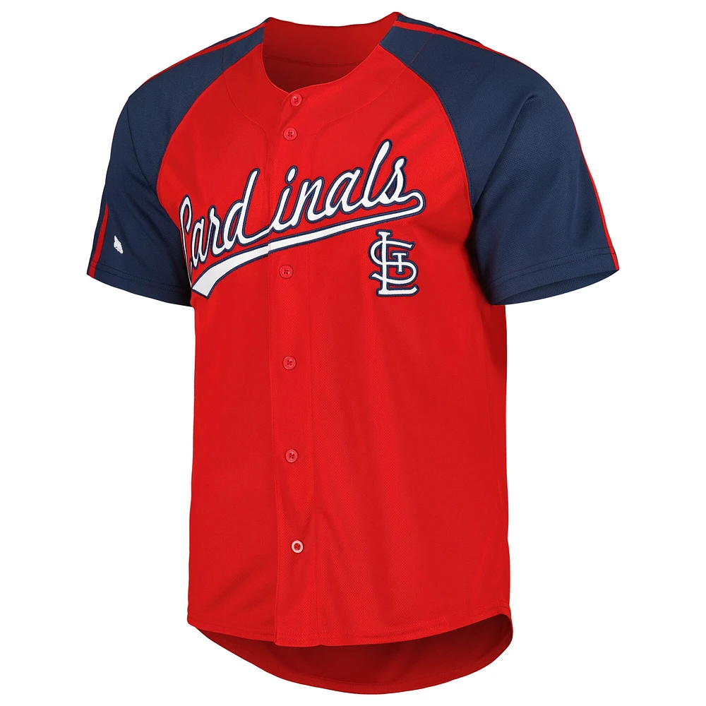 Chandail à manches raglan boutonnées pour hommes St. Louis Cardinals rouge