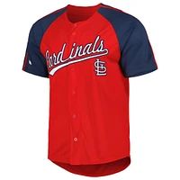 Men's Stitches Red St. Louis Cardinals Button-Down Raglan Fashion Jersey