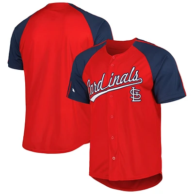 Chandail à manches raglan boutonnées pour hommes St. Louis Cardinals rouge