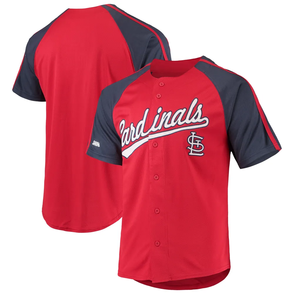 Lids St. Louis Cardinals Stitches Button-Down Raglan Replica Jersey - Red
