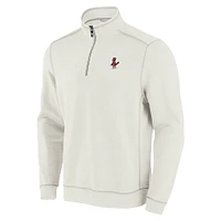 Men's Tommy Bahama Cream St. Louis Cardinals Sport Tobago Bay Tri-Blend Half-Zip Sweatshirt